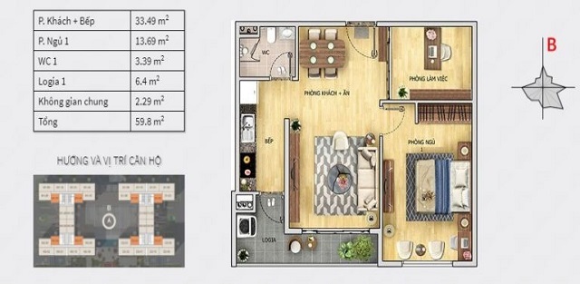 Thiết kế căn hộ 01 chung cư 6th element