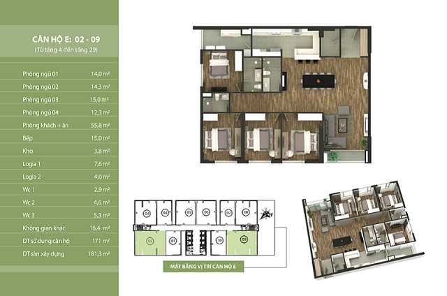Thiết kế căn hộ số 02 và số 09 Chung cư Taseco Complex