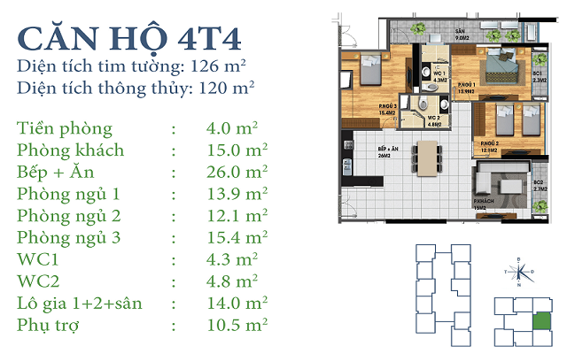 Thiết kế căn hộ 4T4 Chung cư Horizon Tower