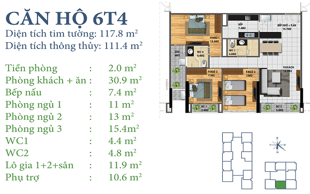 Thiết kế căn hộ 6T4 Chung cư Horizon Tower