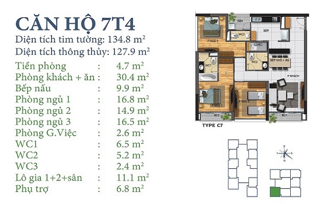 Thiết kế căn hộ 7T4 Chung cư Horizon Tower