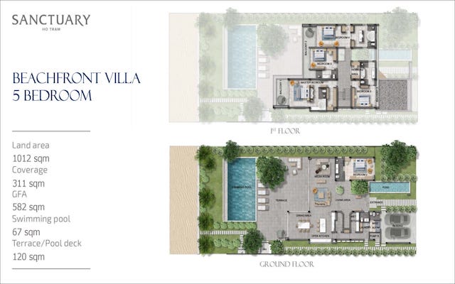 Thiết kế căn 5 phòng ngủ Beachfront Villa