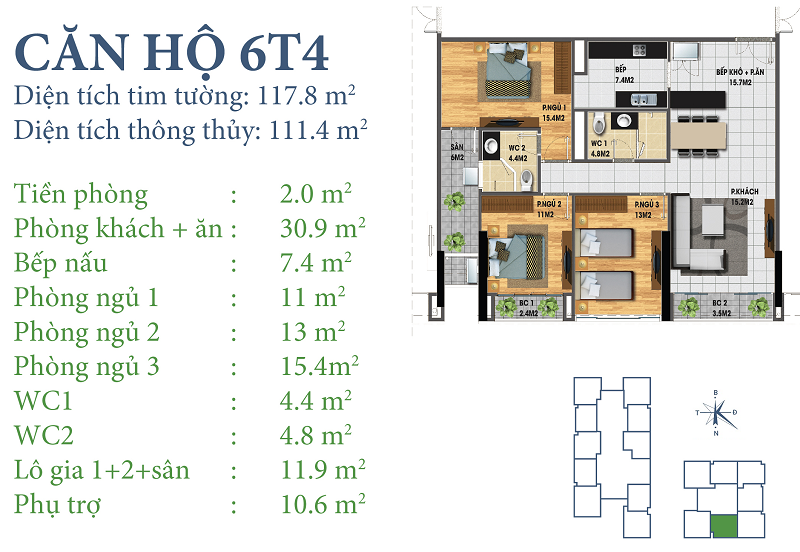 Thiết kế căn hộ 6T4 Chung cư Horizon Tower