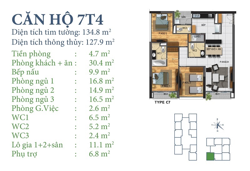 Thiết kế căn hộ 7T4 Chung cư Horizon Tower