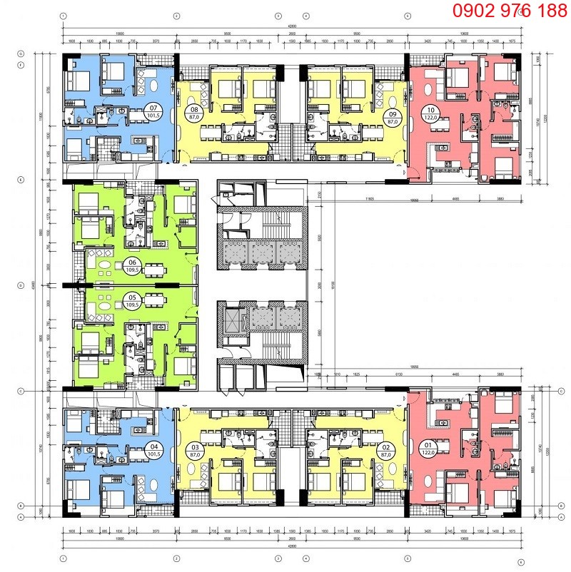 Layout thiết kế tầng điển hình căn hộ phú mỹ n01t4 ngoại giao đoàn