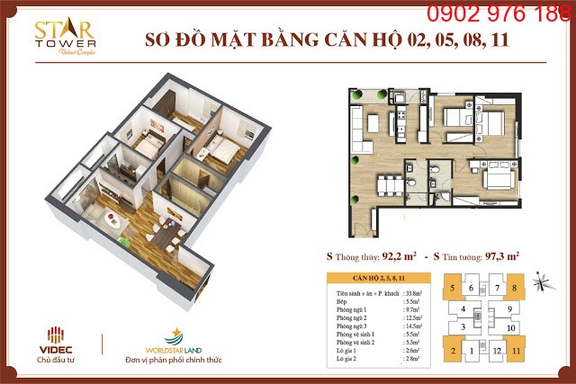 Sơ đồ mặt bằng thiết kế căn hộ