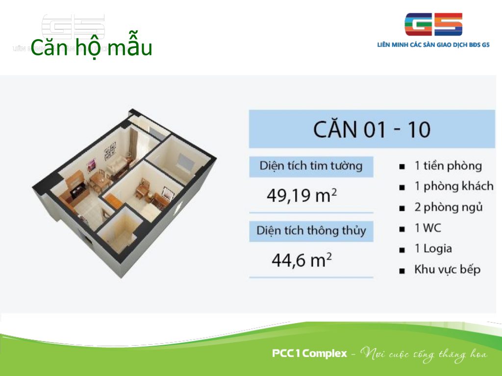 Thiết kế căn hộ số 01-10 chung cư pcc1 complex