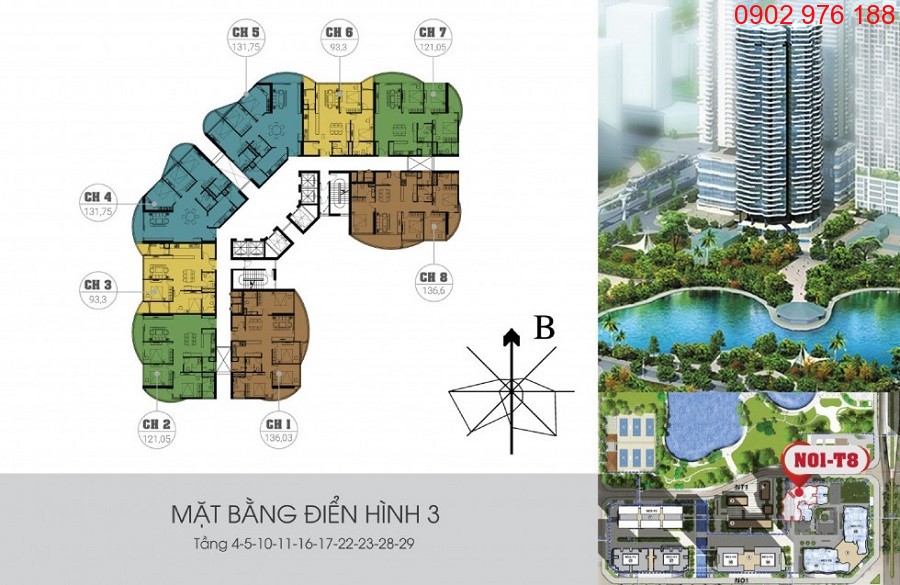 Mặt bằng thiết kế tầng điển hình Chung cư N01T8 Ngoại Giao Đoàn