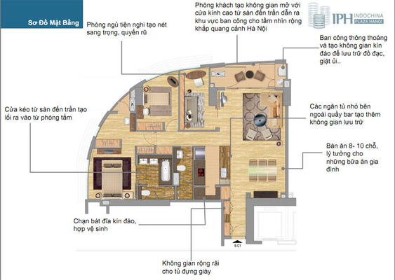 thiết kế căn hộ 116m2 chung cư indochina xuân thủy