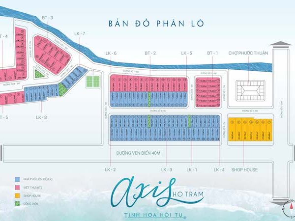 Mặt bằng phân lô đất nền Axis Hồ Tràm