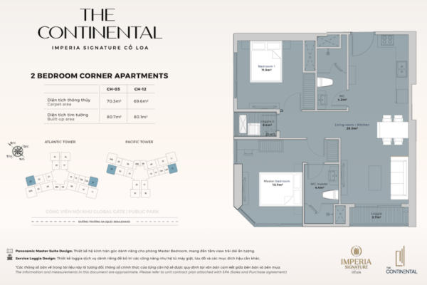 Thiết kế căn hộ 2Pn Corner Apartment Imperia The Continental Cổ Loa