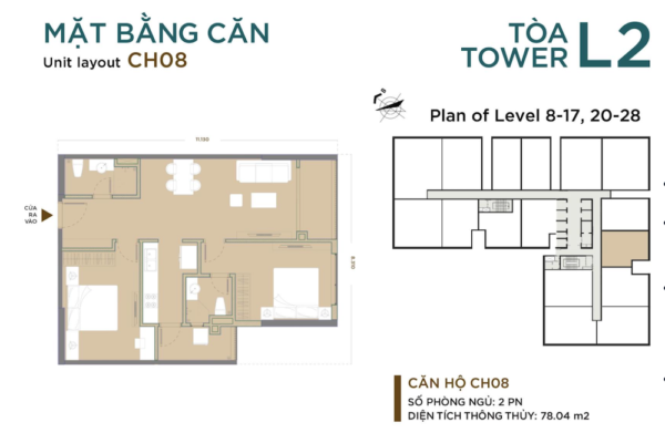 Thiết kế chi tiết căn hộ số 8 Chung cư Luxora Bắc Giang