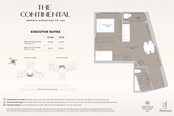 Thiết kế căn hộ Executive Suite căn 08a và căn số 8 chung cư The Continental Cổ Loa