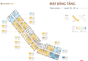 Mặt bằng thiết kế tầng 25 đến tầng 29 Chung cư Masteri Rivera Da nang