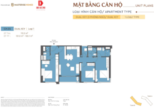 Thiết kế căn hộ 3PN Dualkey Chung cư Masteri Rivera Đà Nẵng