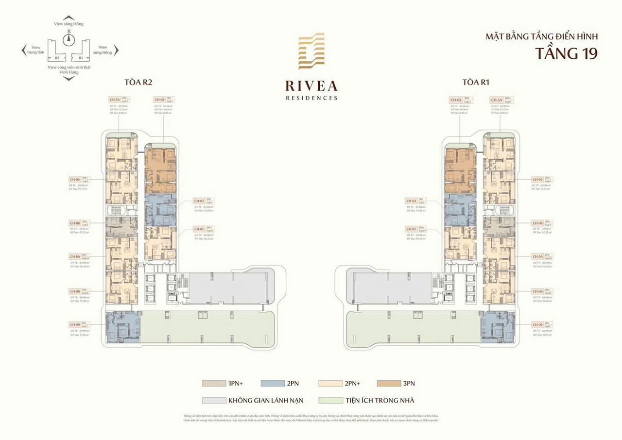 Mặt bằng thiết kế điển hình tầng 19 Chung cư Meyhomes Galleria Hoàng Mai