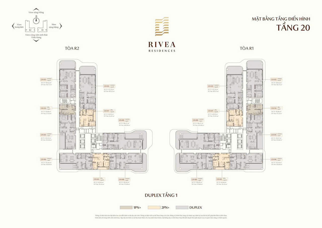 Mặt bằng thiết kế điển hình tầng 20 Chung cư Meyhomes Galleria Hoàng Mai