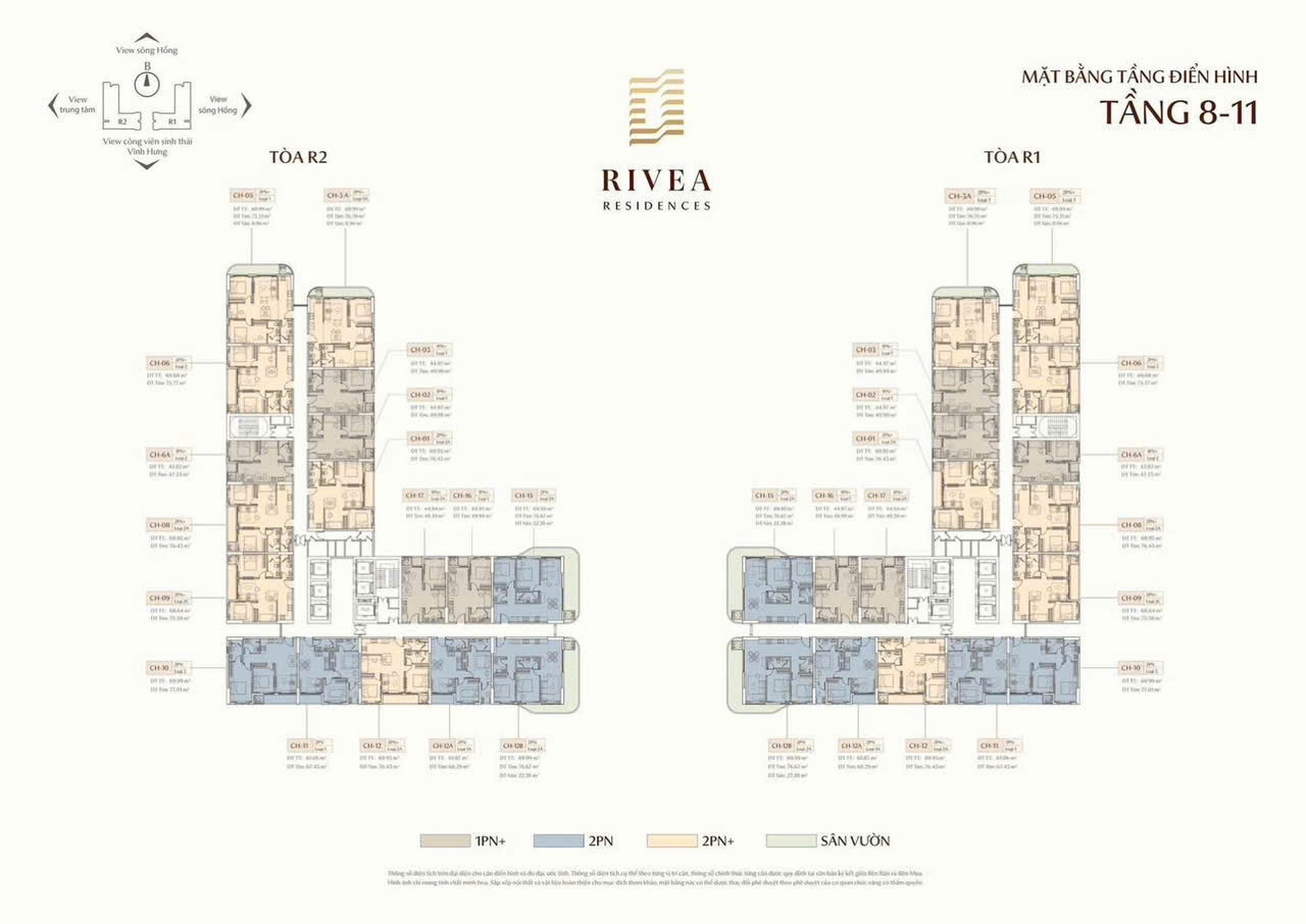 Mặt bằng thiết kế điển hình tầng 8 đến tầng 11 Chung cư Meyhomes Galleria Hoàng Mai