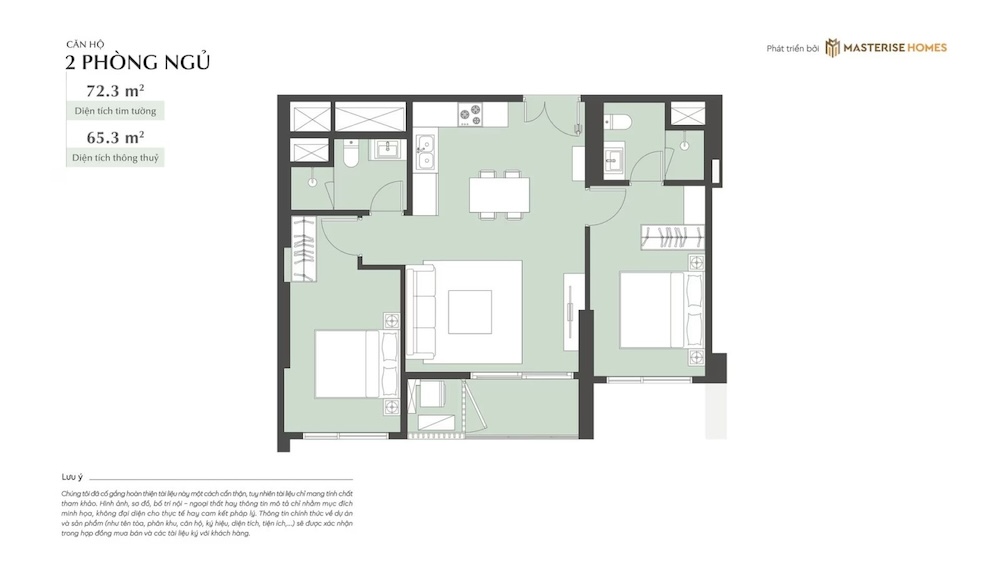 Thiết kế căn hộ 2PN Chung cư Lumiere Essence Peak Cổ Loa