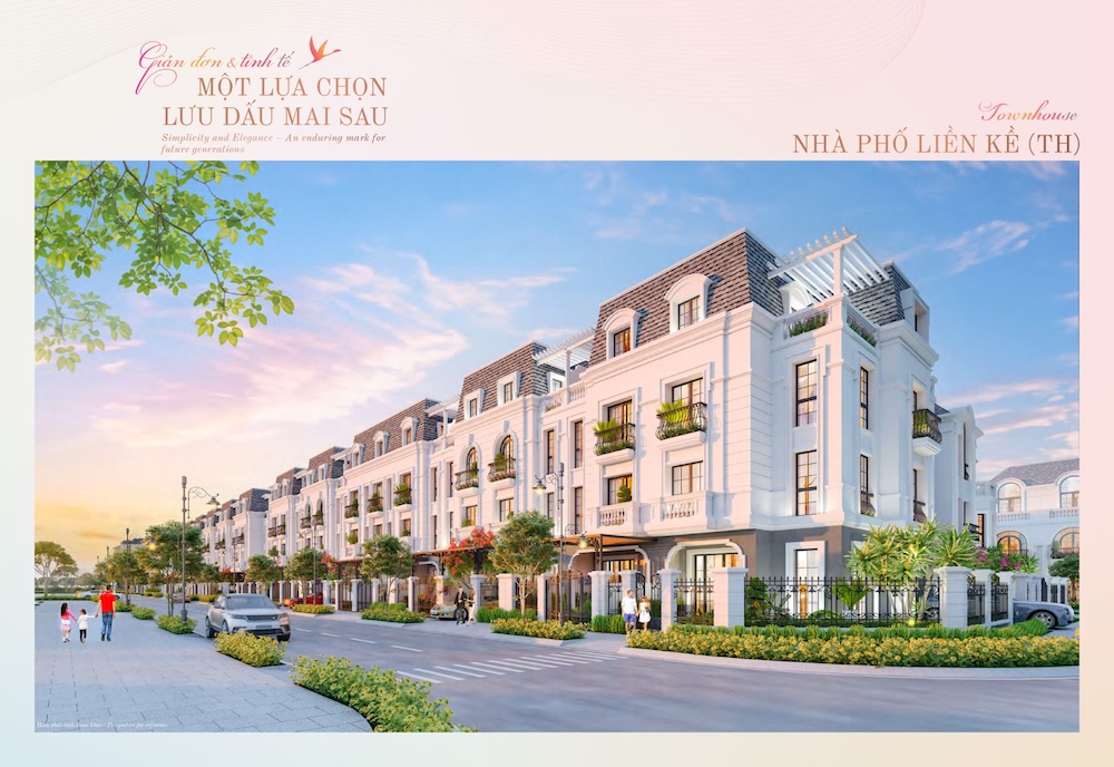 Phối cảnh thiết kế nhà phố Townhouse Hồng Hạc City Bắc Ninh