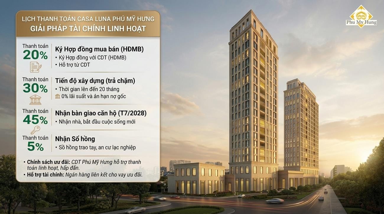 Tiến độ thanh toán Căn hộ Casa Luna Phú Mỹ Hưng